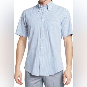 Brooks Brothers Striped Seersucker Short Sleeve Regent Fit Shirt Size L